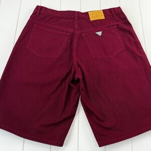 Guess George Marciano Vintage Baggy Maroon Denim Jorts Shorts men’s size 36